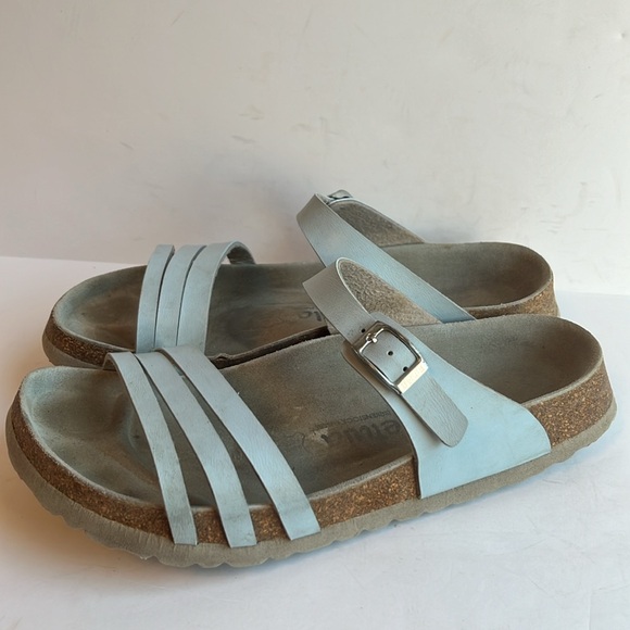 Birkenstock Shoes - Birkenstock Betula Sky Blue Triple Strap Sandals